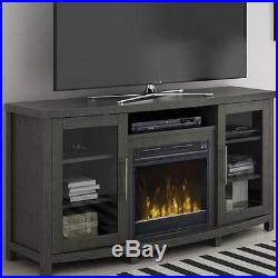 Electric Fireplace TV Stand Dark Oak Media Wood Console Heater Entertainment Cen
