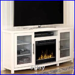 Electric Fireplace TV Stand White Media Wood Console Heater Entertainment Center