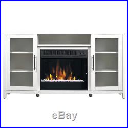 Electric Fireplace TV Stand White Media Wood Console Heater Entertainment Center