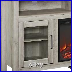 Electric Fireplace TV Stand White Oak Wood Media Console Heater Entertainment Ce