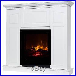 Electric Fireplace White Heater w or witho Heat 40 Mantle Cabinet w Storage NEW