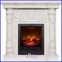 Electric Fireplace w 41 Mantle White Heater w Remote Polyfiber Fully assembled