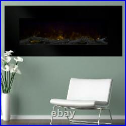 Electric Led Fireplace with Color Changing Effects Remote 50 x 21 Tempered Glass