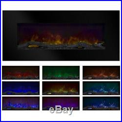 Electric Led Fireplace with Color Changing Effects Remote 50 x 21 Tempered Glass