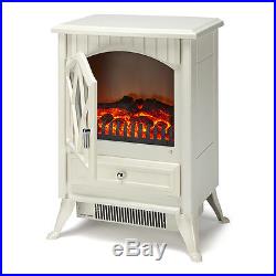 Electric Stove Fire NEOS Log Flame Effect Heater Electric Fireplaces Cream