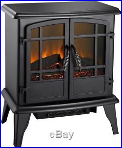 Electric Stove Space Heater 4600 BTU 1350 Watt Fireplace Warmer in Matte Black