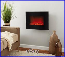 Electric Wall Mount Freestanding Heater Fireplace Black Finish With Remote Control