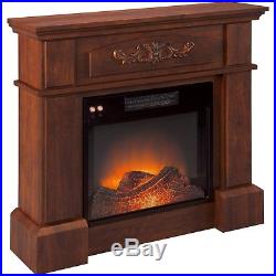 Elegant Fireplace Electric Heater Small Space Log Flame 4200 BTUs Display Mantle