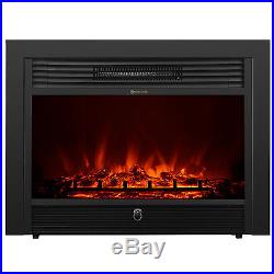 Embedded 28.5 Electric Fireplace Insert Heater with Remote Glass View Log Flame