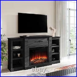 Entertainment Electric Fireplace Console Storage Wood with Remote Control, Grey