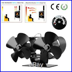 Fireplace 8 Blowers Stove Fan Thermometer for Wood Burning Eco fan Fuel Saving