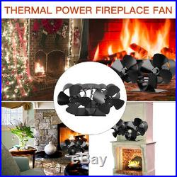 Fireplace 8 Blowers Stove Fan Thermometer for Wood Burning Eco fan Fuel Saving