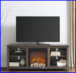 Fireplace Media Console 60'' TV Stand Entertainment Center Logs Gaming Storage
