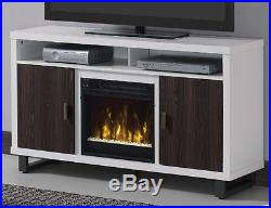 Fireplace Media Console White Wood TV Stand Cabinet Entertainment Center Shelves