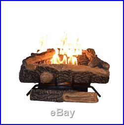 Fireplace Natural Gas Double Burner Logs Insert Heater Ventless Thermostat 24