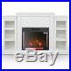 Fireplace TV Stand Wood Storage Media Console Electric Heater for TVS, White