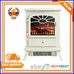 Focal Point Electric Fire Stove With Flame-Effect Only Setting, Cream ES2000
