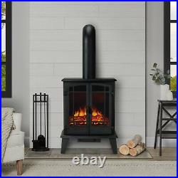 Foster Electric Stove Fireplace Real Flame Heater Black