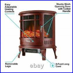 Free Standing Electric 1500W Fireplace Heater, Realistic Wood Flames, Adjustable