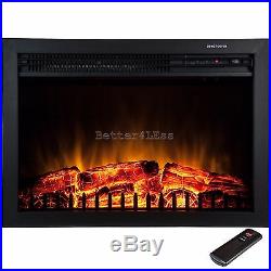 Free Standing Insert Heater 3D Flame Wood Log Electric Fireplace Firebox Remote