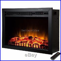 Free Standing Insert Heater 3D Flame Wood Log Electric Fireplace Firebox Remote