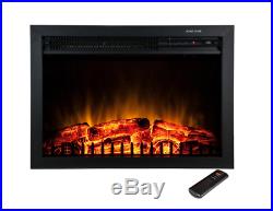 Freestanding 23 in. Electric Fireplace Insert Heater, Black with Tempered Glass