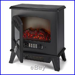 Galleon Fires CASTOR Electric Stove Heater with Log Flame Effect Fire Black
