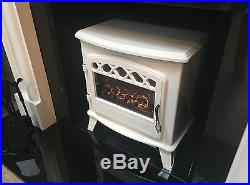 Galleon Fires Electric Stove Heater with Log Flame Effect Fire Cream Warm White