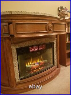 HUGE Twin Star Electric Fireplace & Solid Wood Mantel with Drawer and Marble Top