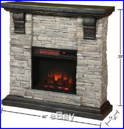 Highland 40 in. Media Console Electric Fireplace TV Stand in Faux Stone Gray