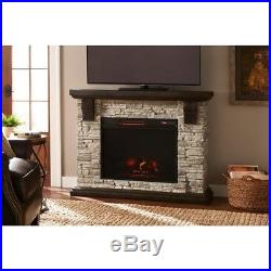 Highland 50 in. Faux Stone Mantel Electric Fireplace in Gray Winter Warm Decor