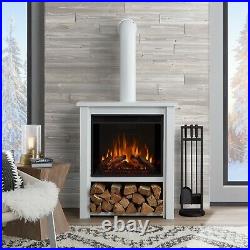 Hollis Electric Stove Fireplace Real Flame Infrared Multi Color Heater White