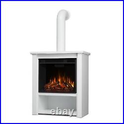 Hollis Electric Stove Fireplace Real Flame Infrared Multi Color Heater White