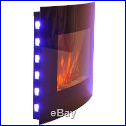 Homcom Curved Glass Electric Fireplace, Black, 56 x 65cm