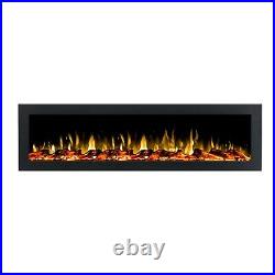 INTU 60 inch Black Recessed Electric Fireplace with Logs by Ignis