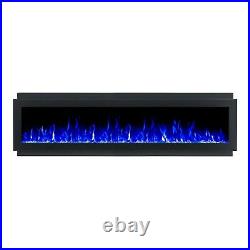 INTU 72 inch Black Recessed Electric Fireplace with Crystals by Ignis