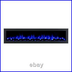 INTU 72 inch Black Recessed Electric Fireplace with Logs by Ignis