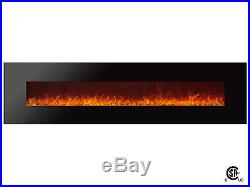 Ignis Royal 95 inch Electric Fireplace with Crystals, Remote Control, 750W-1500W