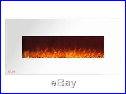 Ignis Royal White 50 inch Wall / Recessed Mount Electric Fireplace with Crystals