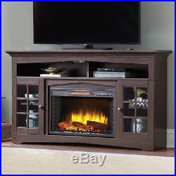Infrared Electric Fireplace Heat withRemote Espresso and TV Stand 65 Flat Screen