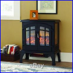 Infrared Electric Stove Space Heater Fireplace Matte Black Large Room Portable