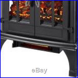 Infrared Electric Stove Space Heater Fireplace Matte Black Large Room Portable