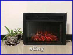 Insert/Free Stand Electric Fireplace box Heater Fan 1500W 28'' Remote Log Flames