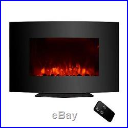 Insert Wall Mount Free Stand Electric Fireplace Heater Cobblestone Fire