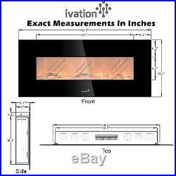 Ivation 50 Wall Mounted Glass Electric Fireplace with Built In 1500-Watt He. New