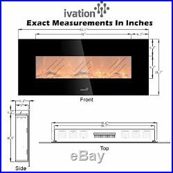 Ivation 50 Wall Mounted Glass Electric Fireplace with Built In 1500-Watt Heater