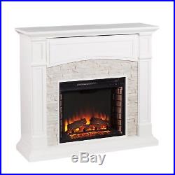 Jfp26539 White With Fauxed Stone Electric Fireplace With Remote