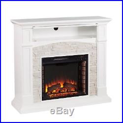 Jfp26539 White With Fauxed Stone Electric Fireplace With Remote