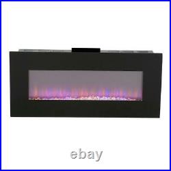 LED Electric Fireplace Fire Place Heater Fire Ice Wall Mount Remote 42 In Black