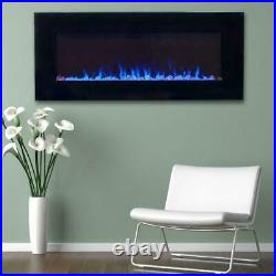 LED Fire/Ice Electric Fireplace, Remote, Black 42 in. Flame Heater Entertainment